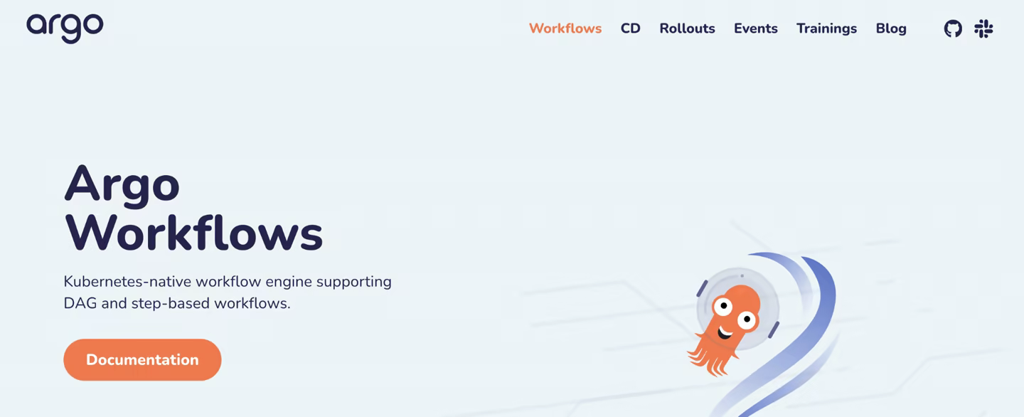 Screenshot of the Argo Workflows homepage