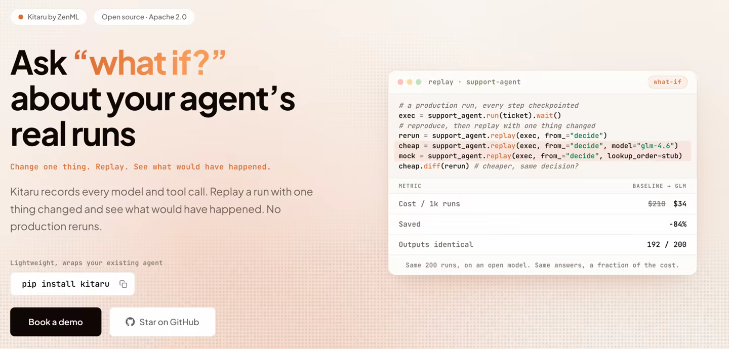 Screenshot of the Kitaru by ZenML homepage
