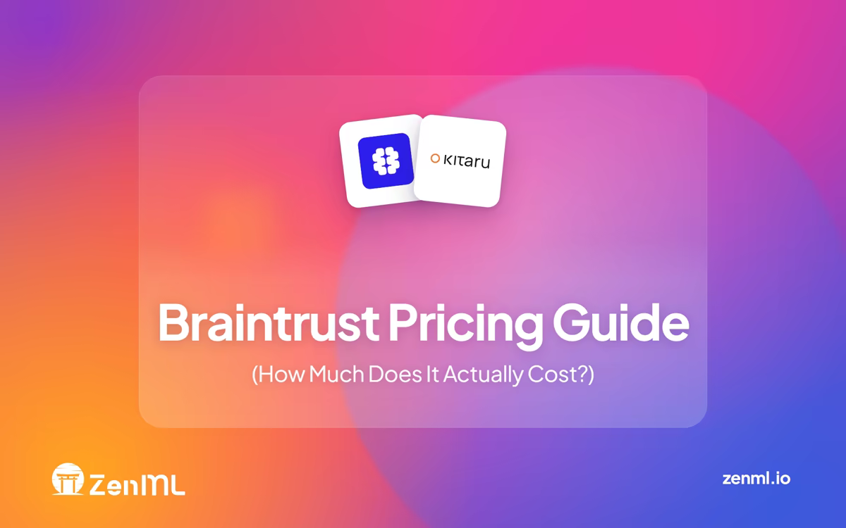 Braintrust Pricing Guide cover with the Braintrust and Kitaru logos, subtitled How Much Does It Actually Cost