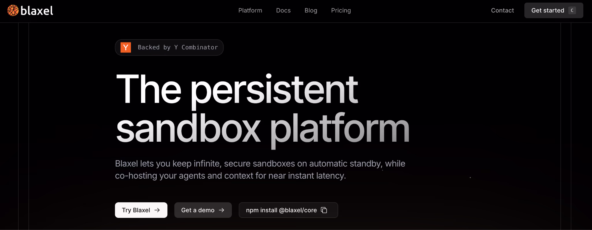 Blaxel homepage screenshot