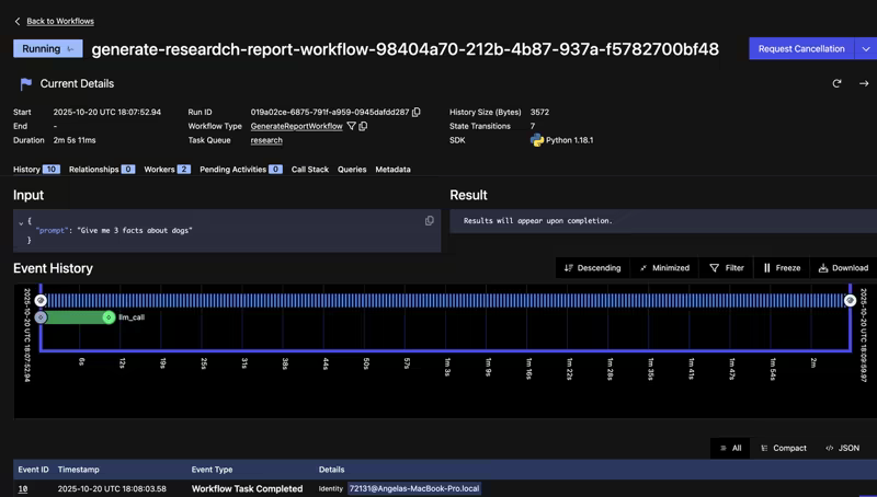 Temporal human-in-the-loop workflow waiting for approval