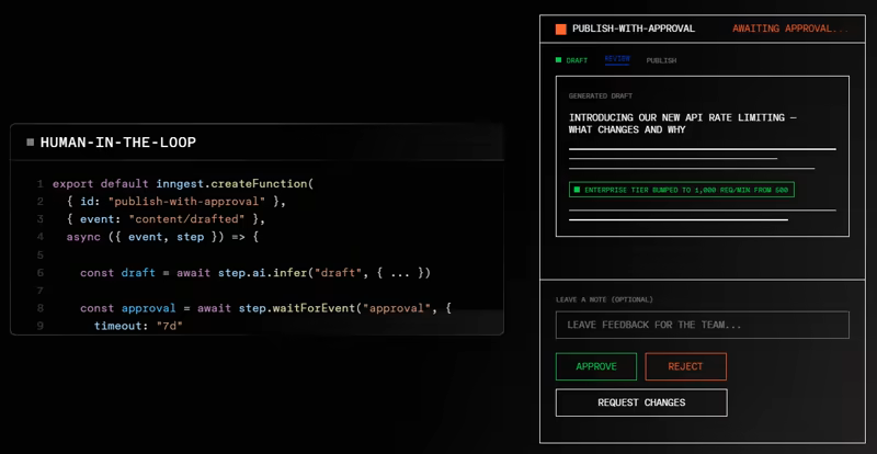 Inngest pausing a function with step.sleep and waiting for events