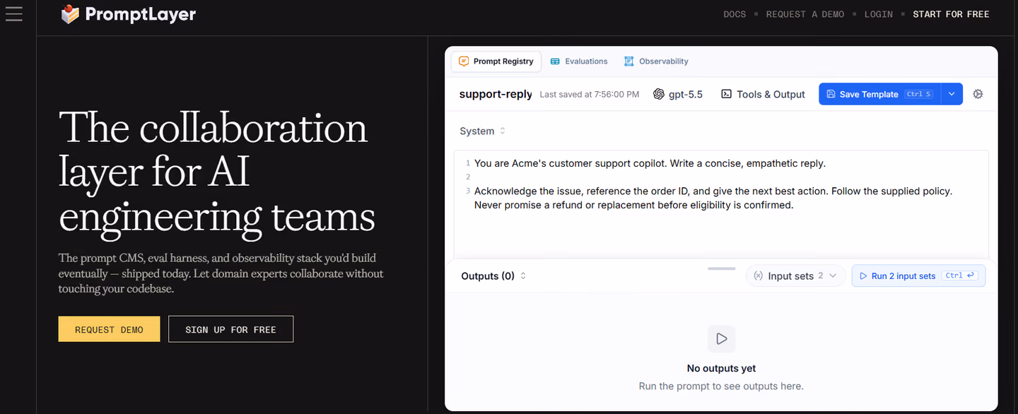 PromptLayer product page