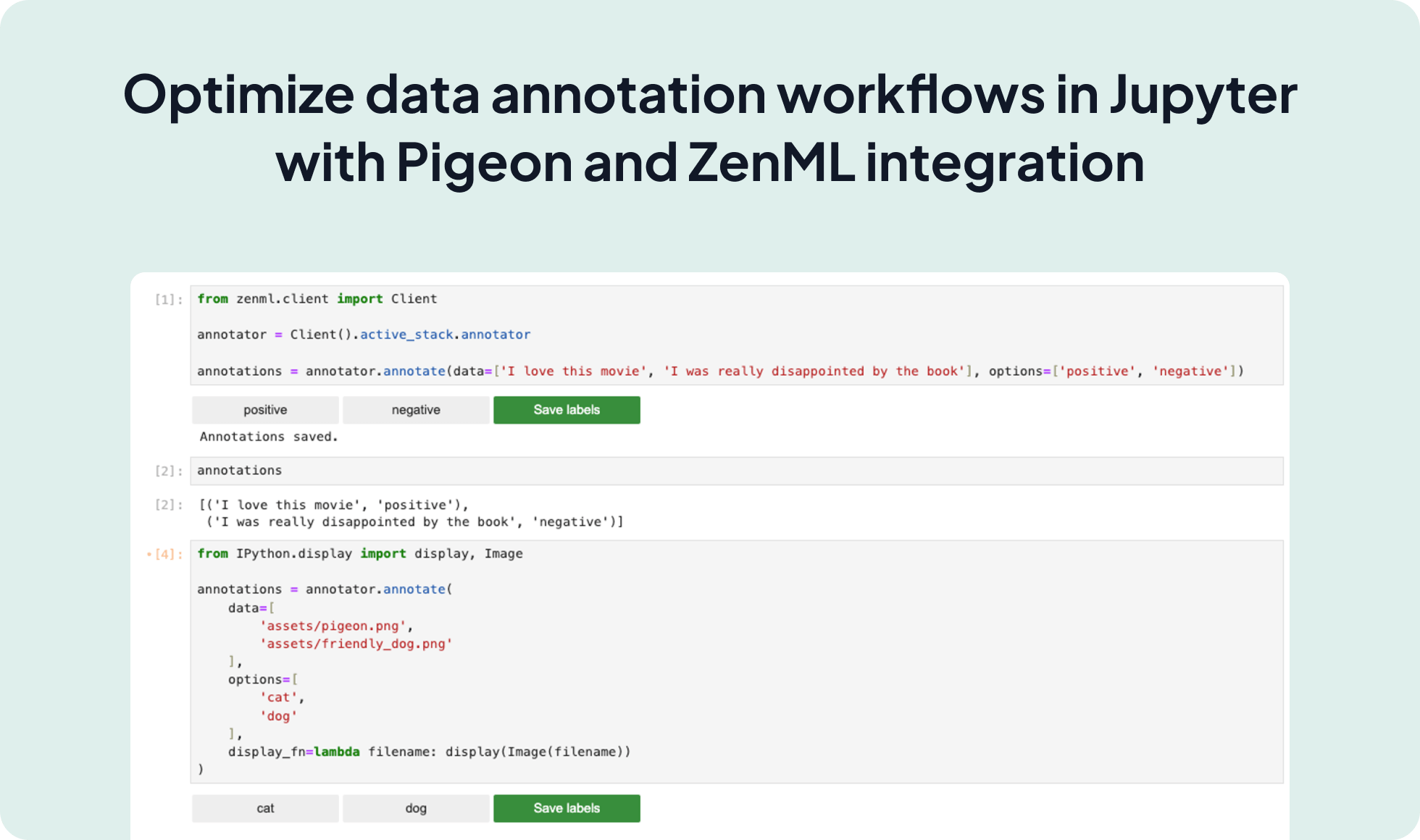 Pigeon integration screenshot