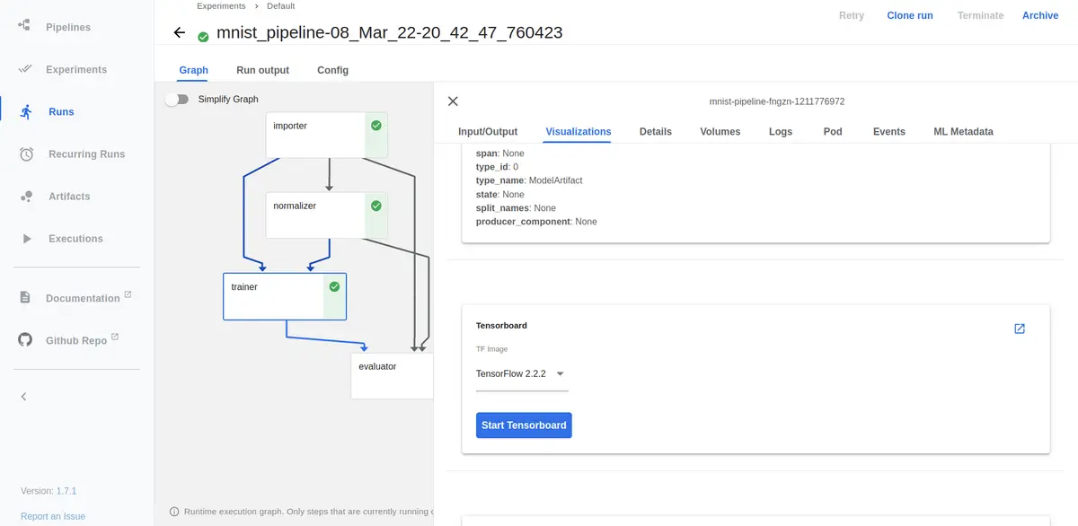 Kubeflow integration screenshot