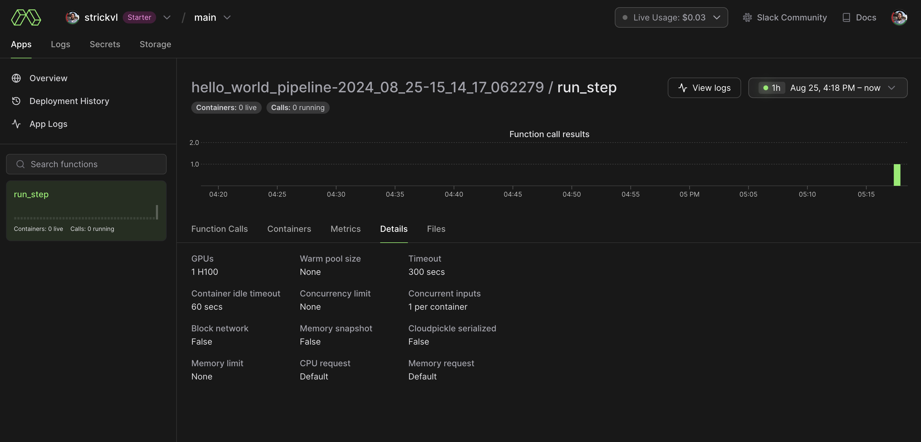 Modal integration screenshot