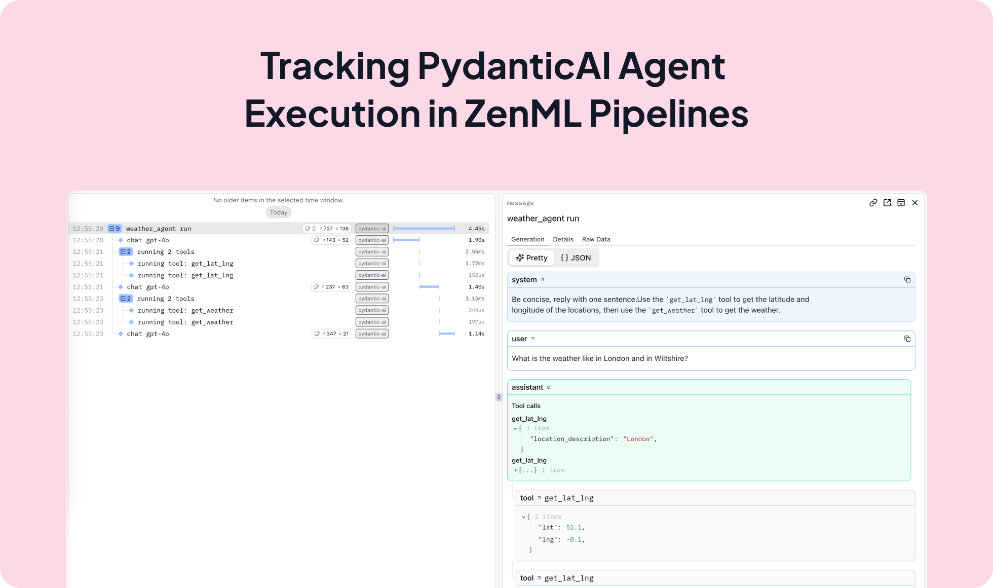 PydanticAI integration screenshot