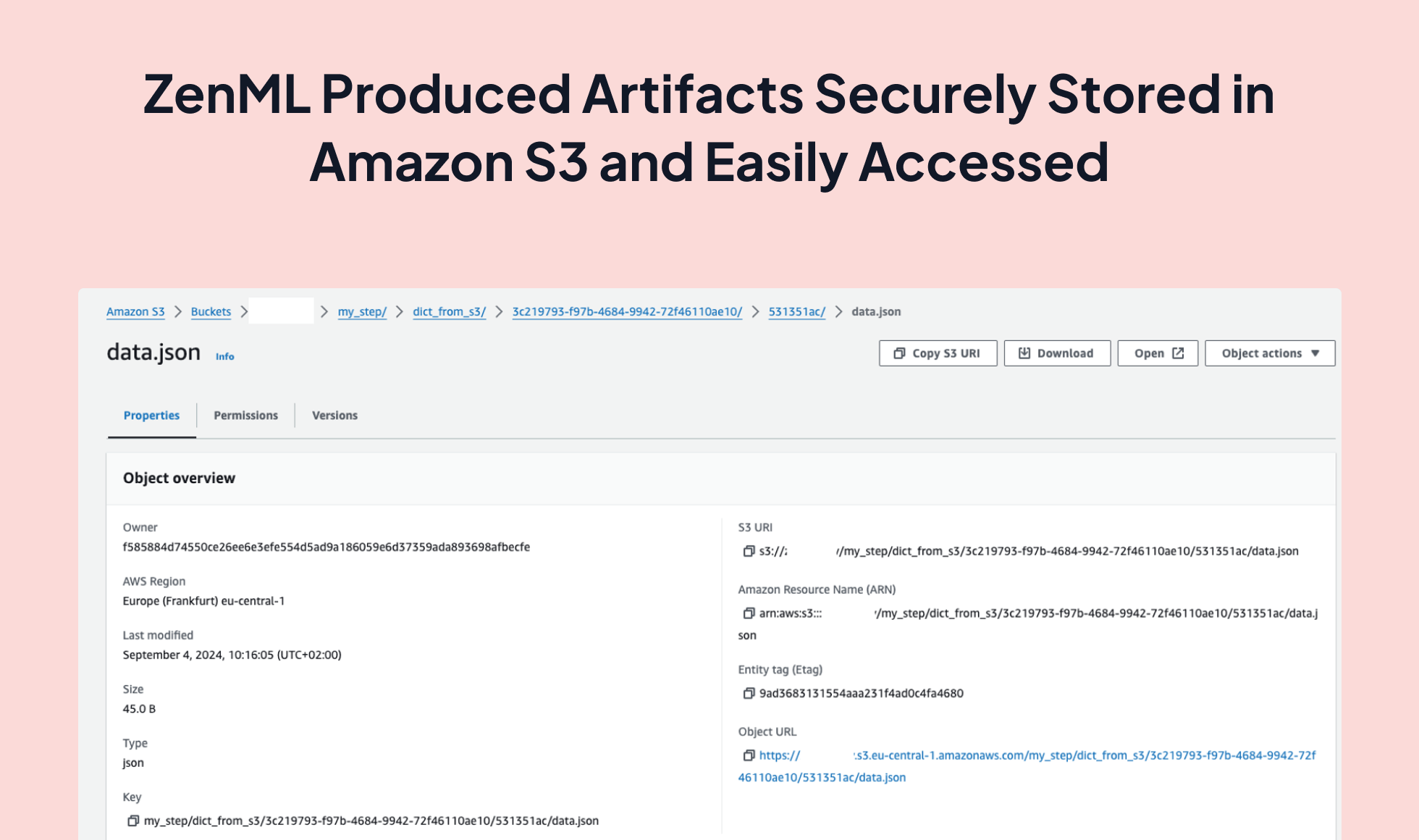 Amazon S3 integration screenshot