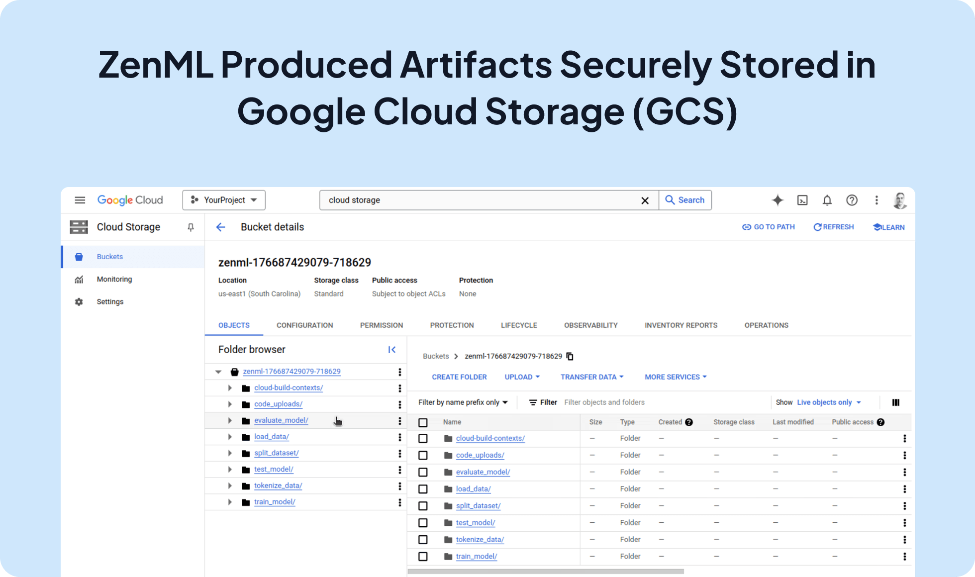Google Cloud Storage (GCS) integration screenshot