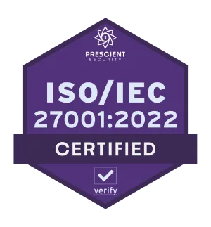 ISO/IEC 27001:2022 certification badge