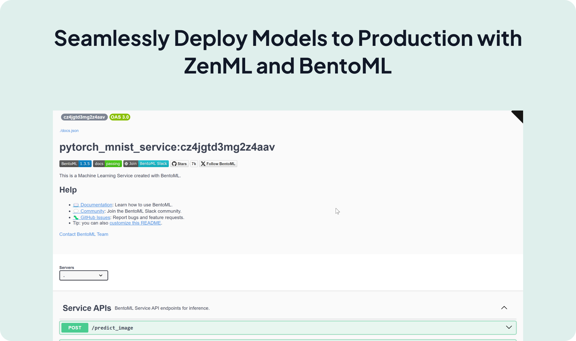 BentoML integration screenshot