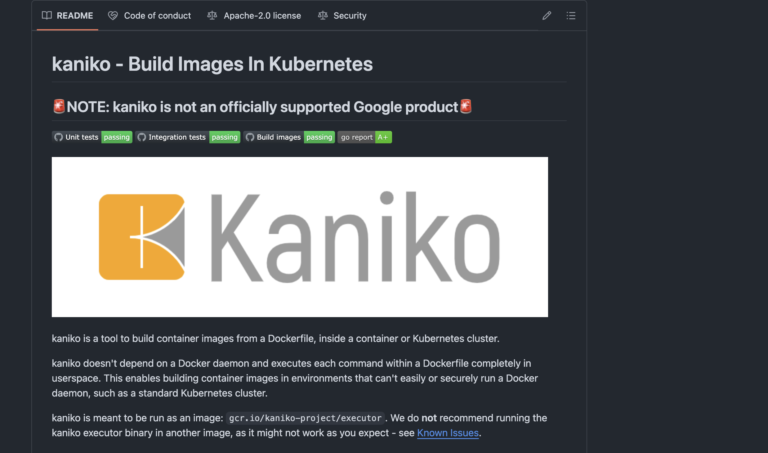 Kaniko integration screenshot