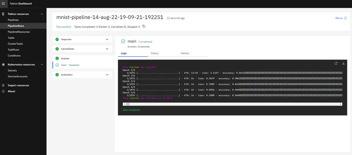 Tekton integration screenshot