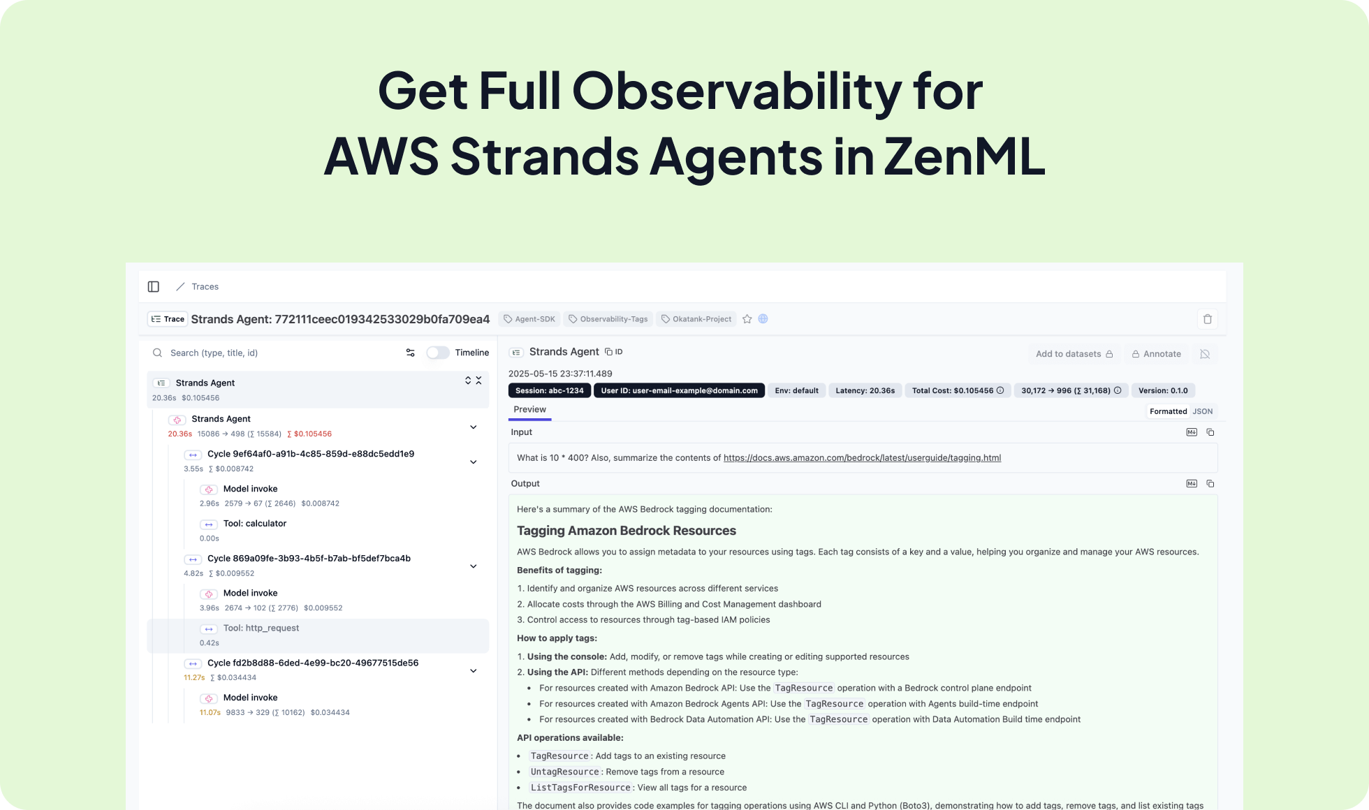 AWS Strands integration screenshot