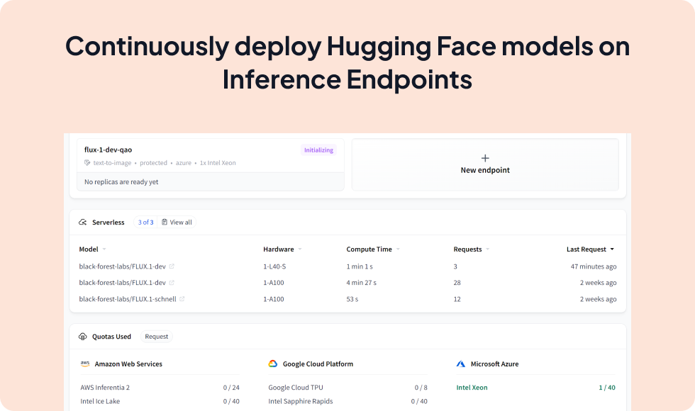 Hugging Face (Inference Endpoints) integration screenshot