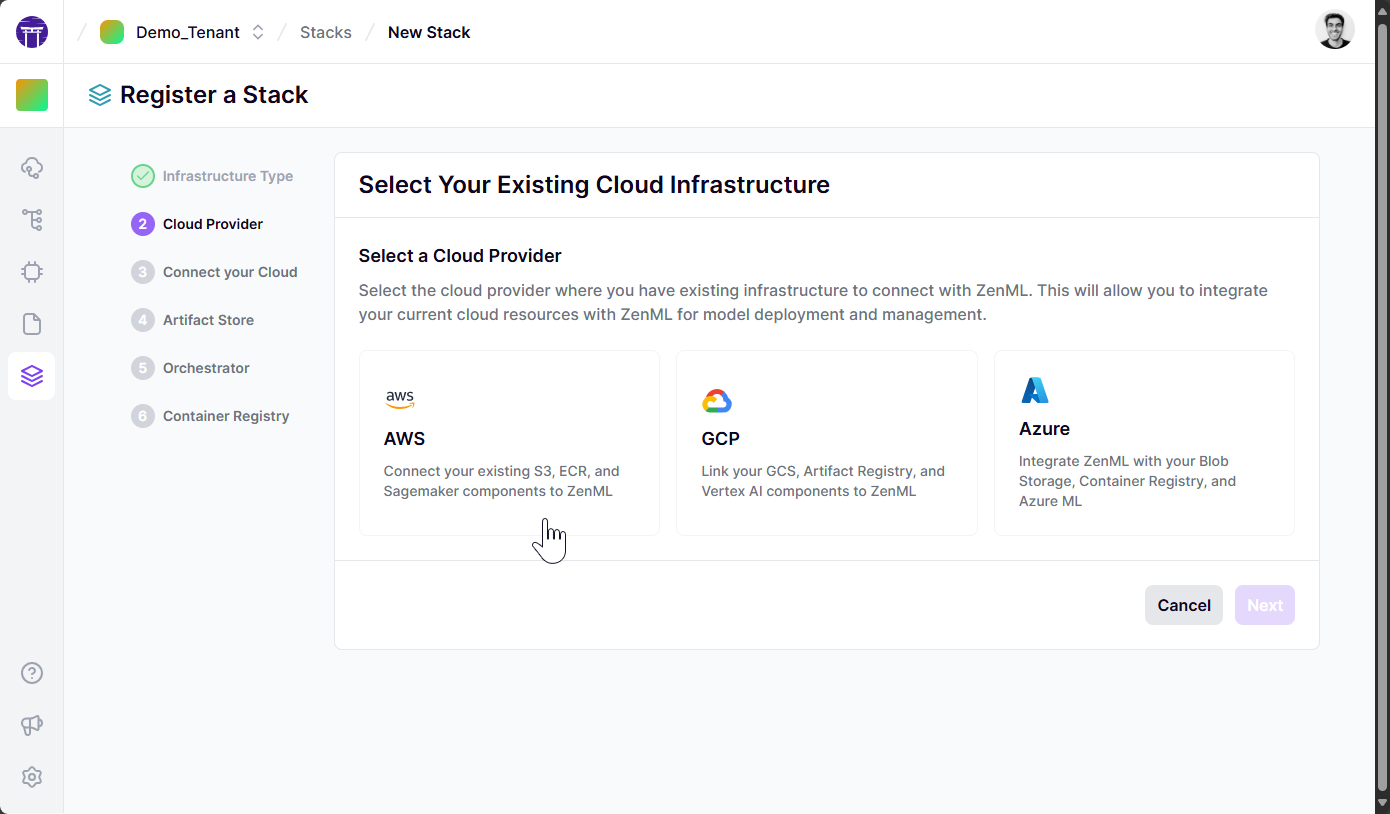 Using your cloud infrastructure with ZenML as a Stack